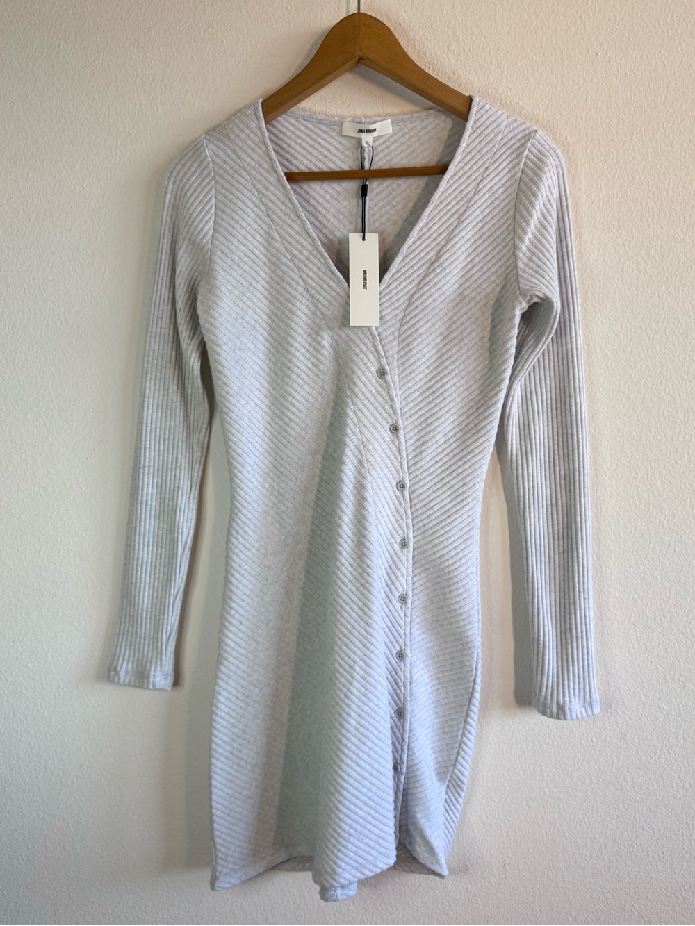 Joah Brown Asymmetrical Button Mini Dress - Picture 3 of 11